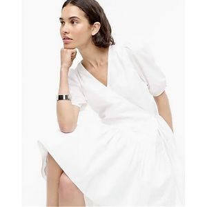 J. Crew NWT Puff Sleeve White Wrap Dress | Size Large